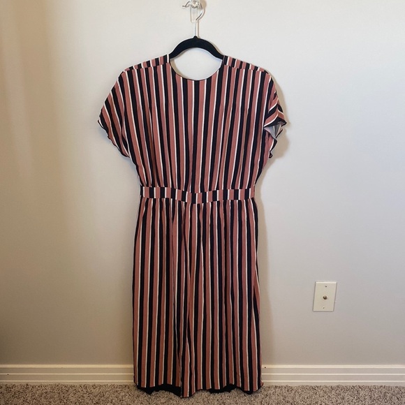 Zara Dress pink black striped - Picture 2 of 5